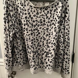 Jane and Delancey Gray Leopard Print Sweatshirt